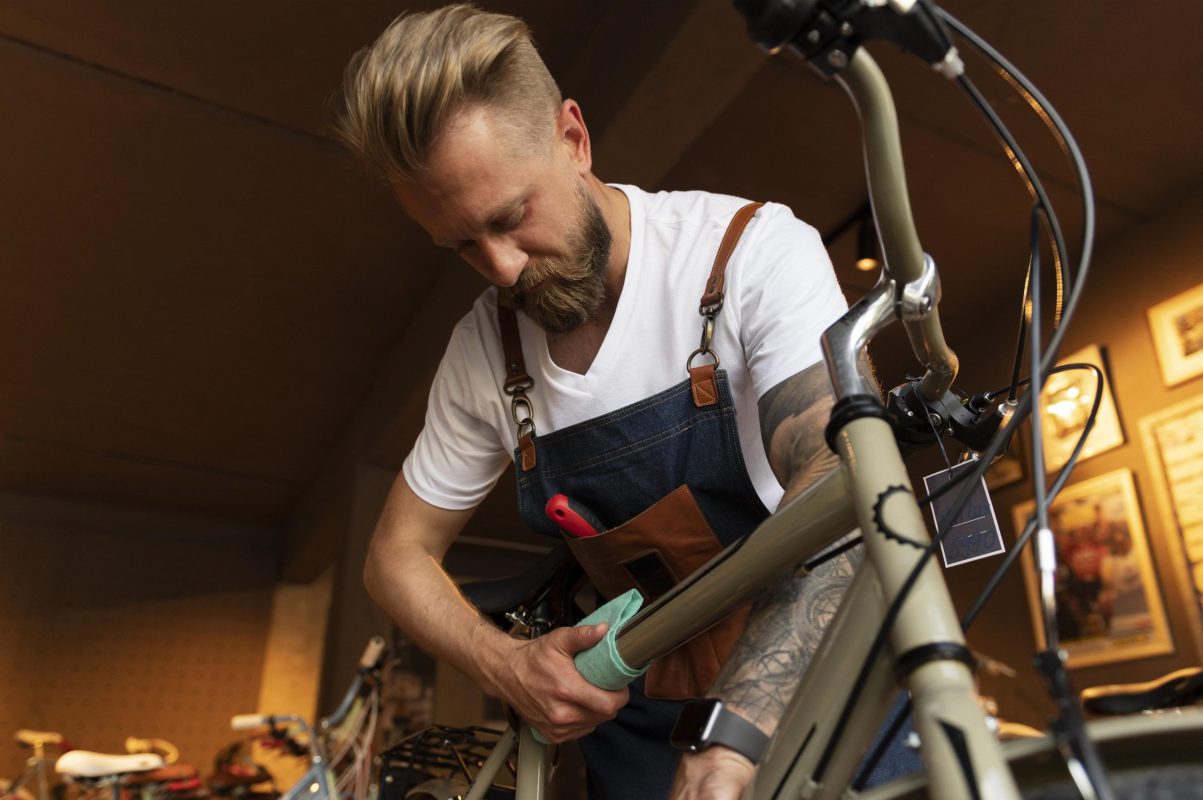 close up young businessman bike shop 2 min scaled